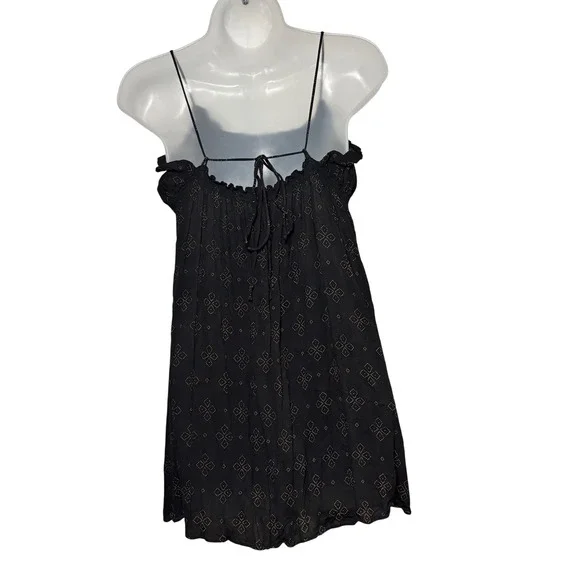 Free People Intimately Jolene Mini Slip Dress Black Geometric Print Sz Large - Picture 2 of 6